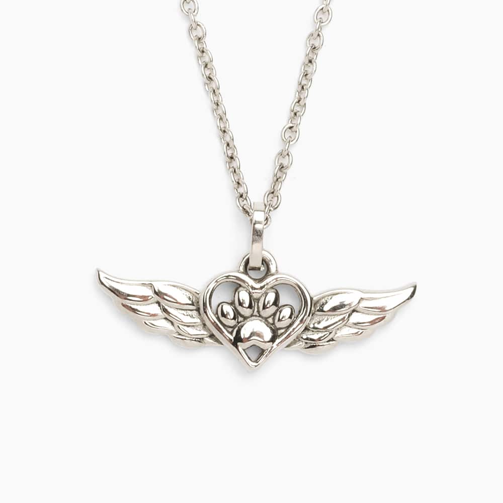 Angel Wings Heart Paw Memorial Necklace