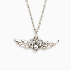 Angel Wings Heart Paw Memorial Necklace