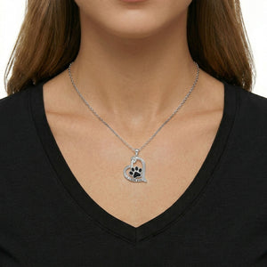 FREE Black Paw Print Beaded Stretch Bracelet with Purchase of Silver Always in My Heart Paw Necklace