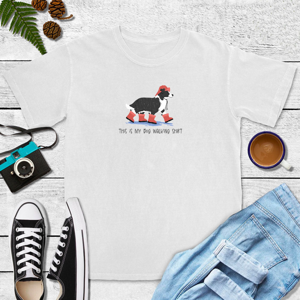 This Is My Dog Walking Shirt- Rain Boots Tee (White, Lagoon Blue, Terracotta)