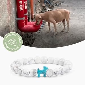 “To The Best Dog Mom” – STRĀ Dog Beaded Bracelet- White Howlite - Donates 10 Meals to Help Feed Hungry Stray Dogs