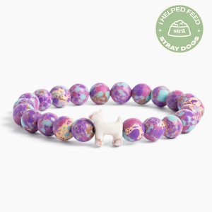 “To My Amazing Dog Mom” – STRĀ Dog Beaded Bracelet- Purple Imperial - Donates 10 Meals to Help Feed Hungry Stray Dogs