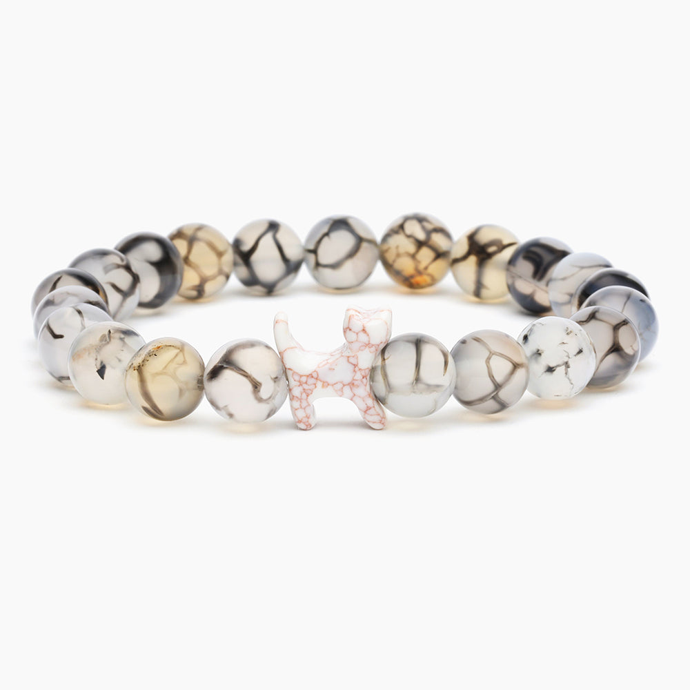 “To My Amazing Cat Mom” – STRĀ Cat Beaded Bracelet- Tea Dragon Agate - Donates 10 Meals to Help Feed Hungry Stray Cats