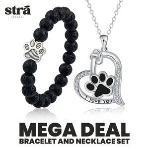 FREE Black Paw Print Beaded Stretch Bracelet with Purchase of Silver Always in My Heart Paw Necklace