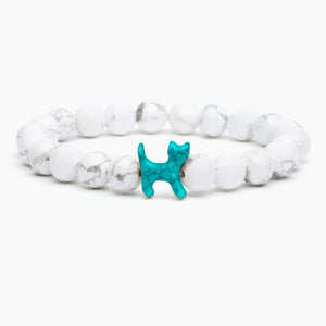 Special Offer!  Dog and Cat White Turquoise Beaded Bracelet Set