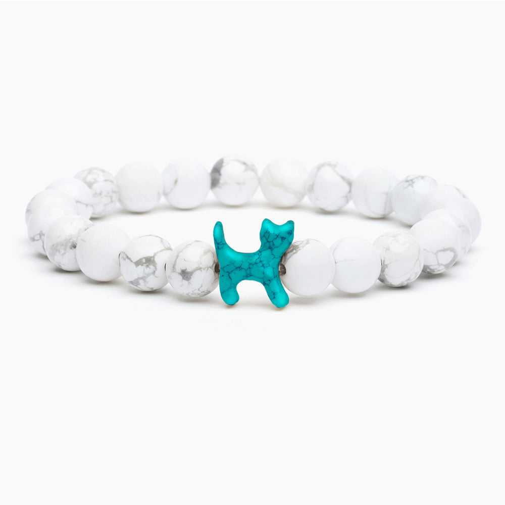 STRA Cat White Howlite Beaded Bracelet