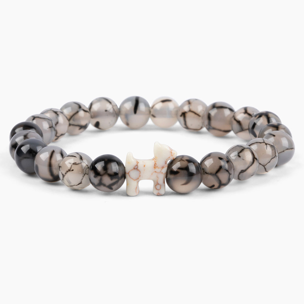 Stack Set-Midnight Luxe Dog Bracelets with Black Lava, Silver &amp; Black Obsidian, Tea Dragon Agate