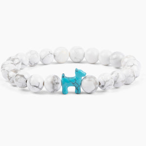 Special Offer!  Dog and Cat White Turquoise Beaded Bracelet Set