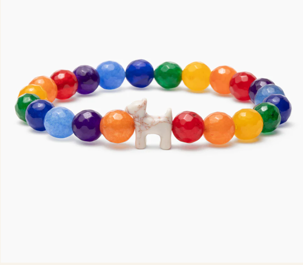 Stack Set-Summer Rays Dog Bracelets with Howilte &amp; Crystal Stone, Natural Stone Rainbow, Blue Spot Jasper &amp; Crystal Stone