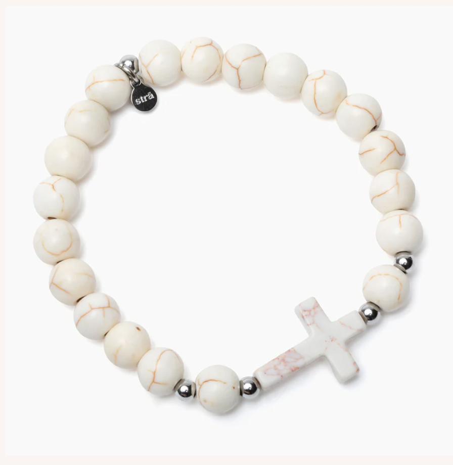 STRA Cross-Howlite Beaded Bracelet