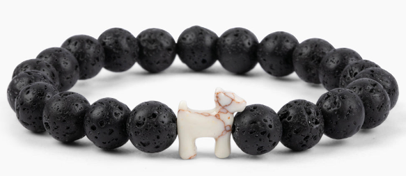 Stack Set-Midnight Luxe Dog Bracelets with Black Lava, Silver &amp; Black Obsidian, Tea Dragon Agate