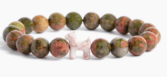 Stack Set-Terra Earth Dog Bracelets with Green Tree Agate, Red Leopard, Imperial Turquoise