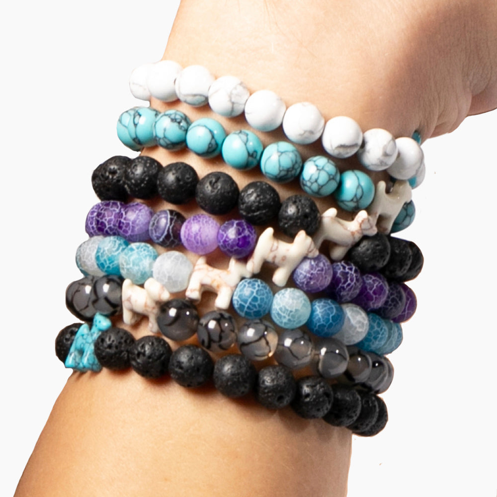 Special Offer - Dog and Cat Black Lava Beaded Bracelet Set