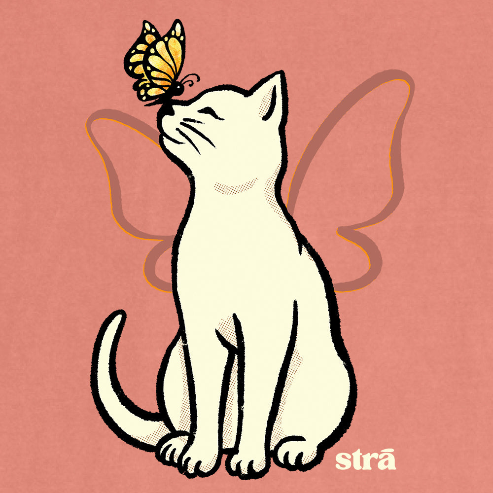 Wings Of Hope Cat &amp; Butterfly Tee (Seafoam, Blue Jean, Terracotta, Ivory)