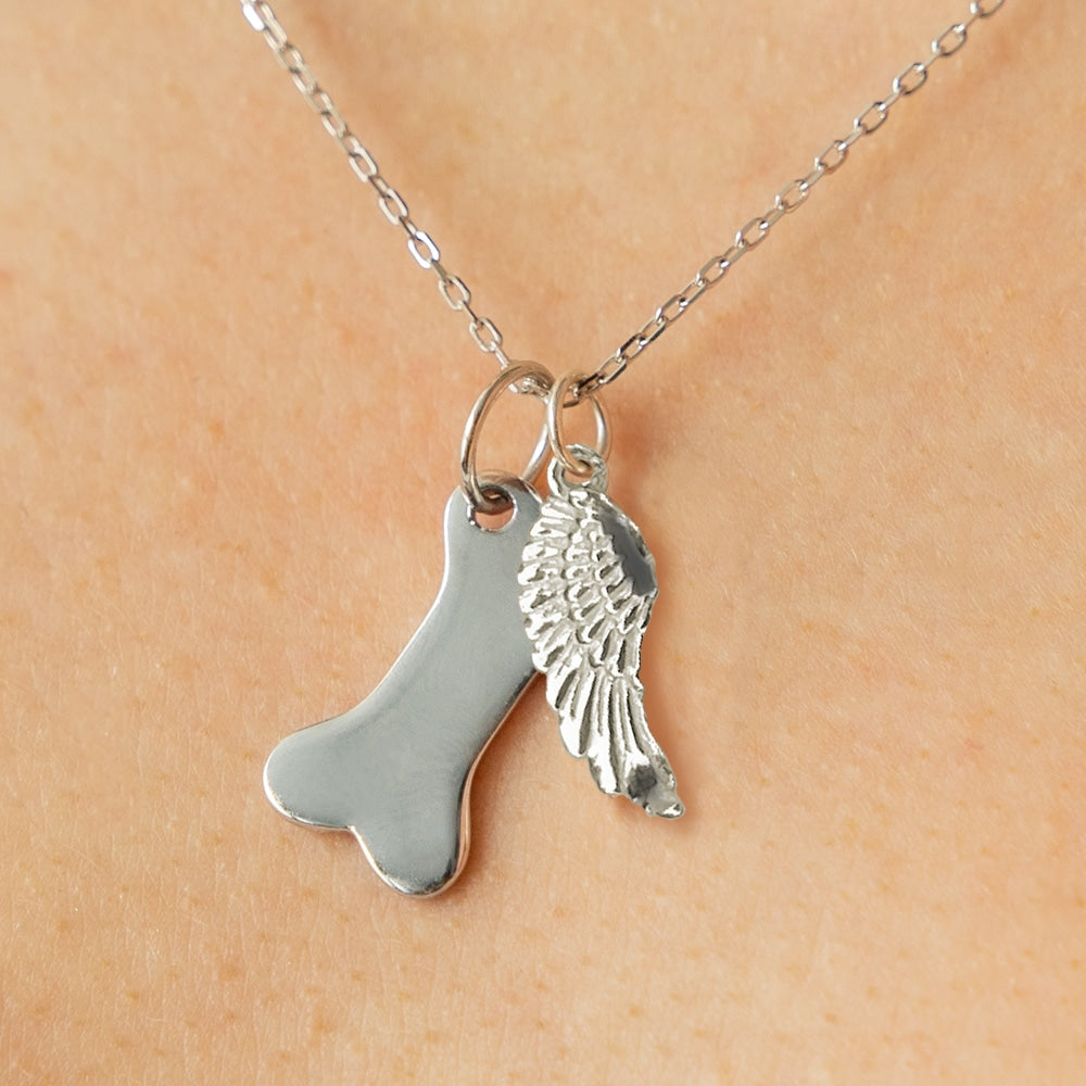 Always In My Heart Dog Memorial Sterling Silver Necklace with Gift Packaging